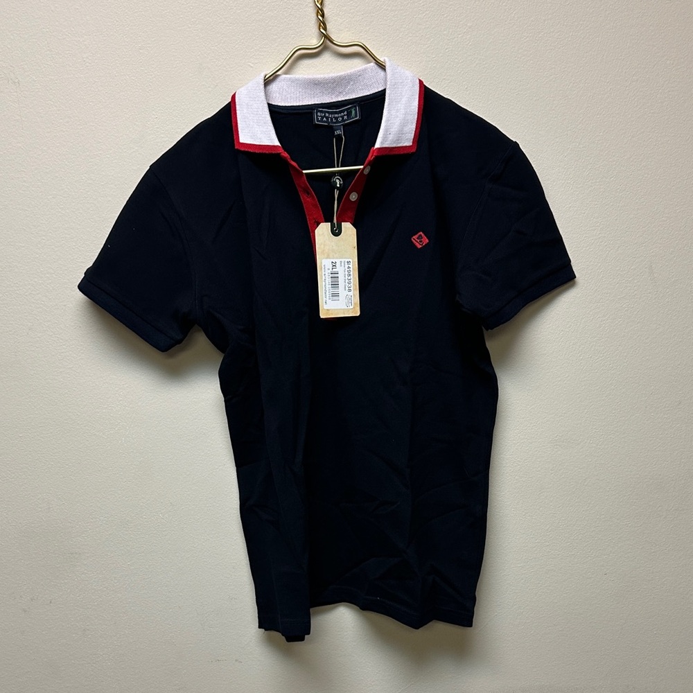 Raymond Black Polo with Red and White Accents